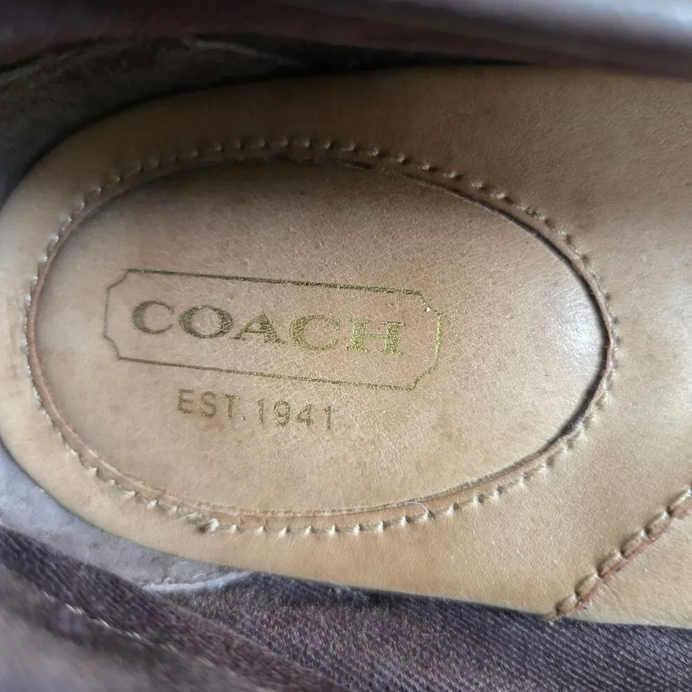 Coach Richelle Topsider Boat Shoes Women's 9B Signature Canvas Brown Leather
